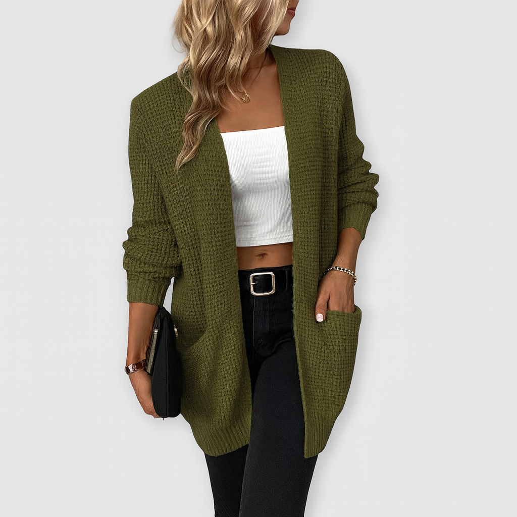 Sort cardigan med åben front – Enkel stil