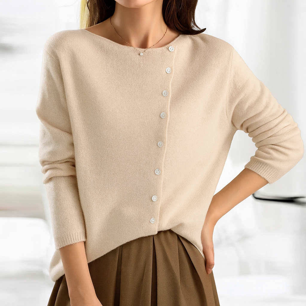 Mysig antracitfarvet cardigan med knapper – Ukompliceret elegance