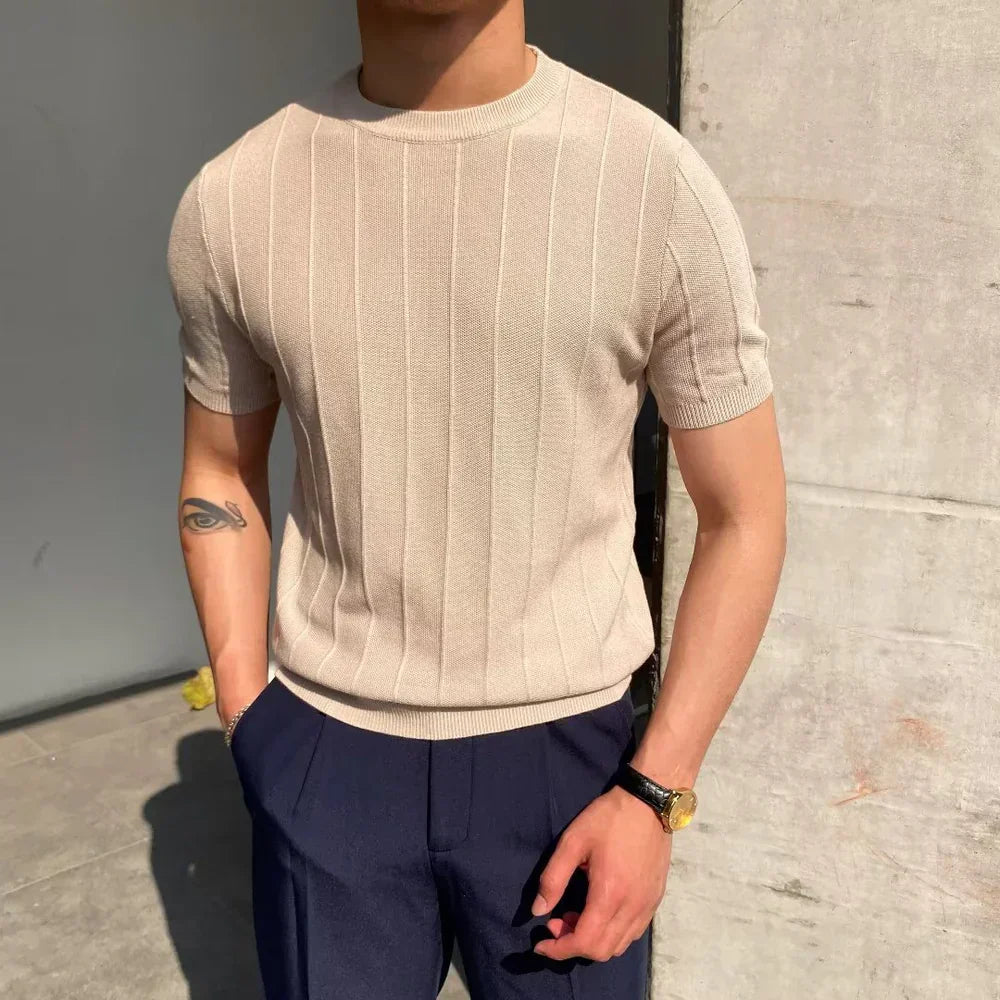 T-shirt prążkowany Cannes