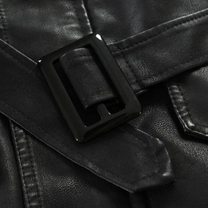 Krystian™ | Elegancka Długa Skórzana Kurtka Biker