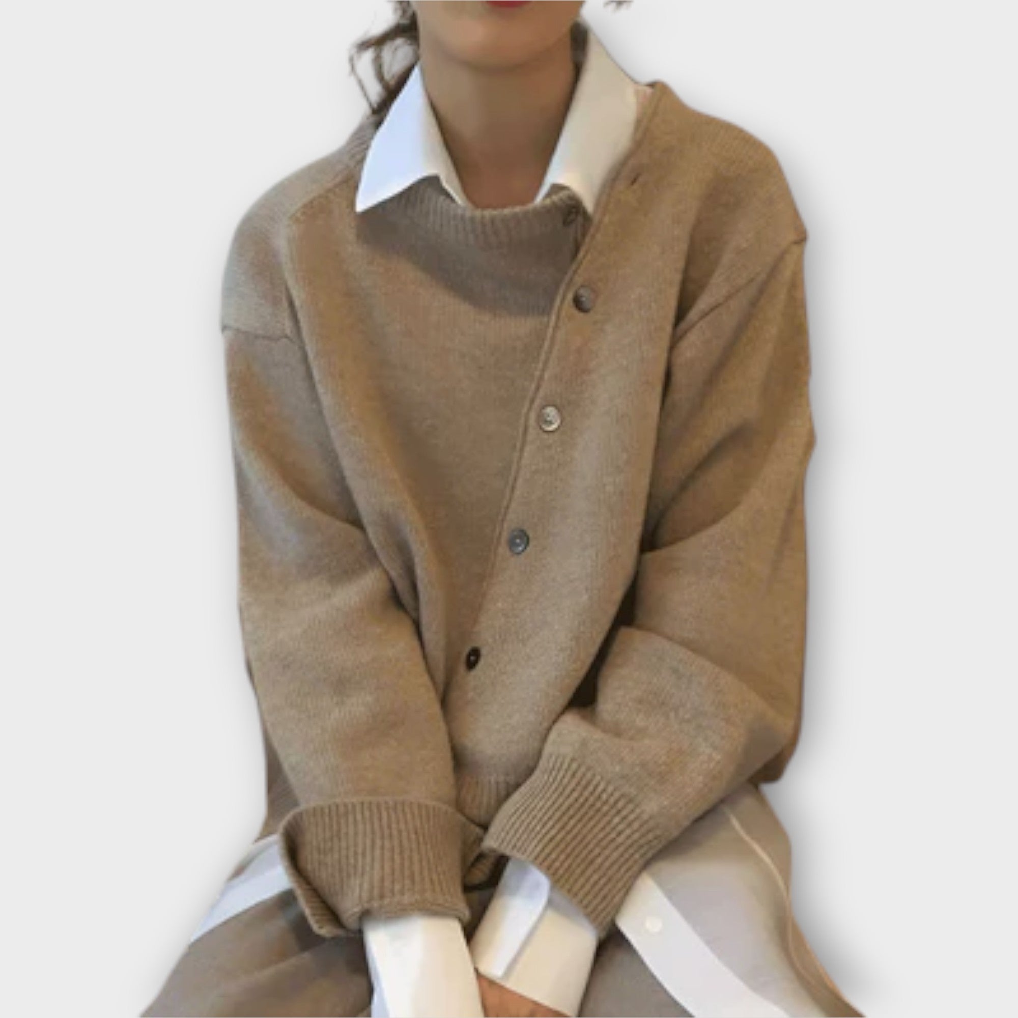 Asymmetrisk Knap-Cardigan – Uanstrengt Raffinering med Modern Twist