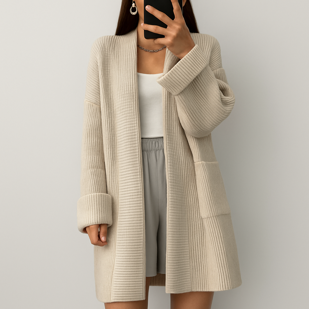 Mysig strikket cardigan – Afslappet neutral stil