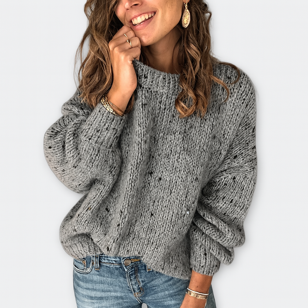 Strikket Oversize-Trøje med Spraglet Mønster – Afslappet og Behagelig