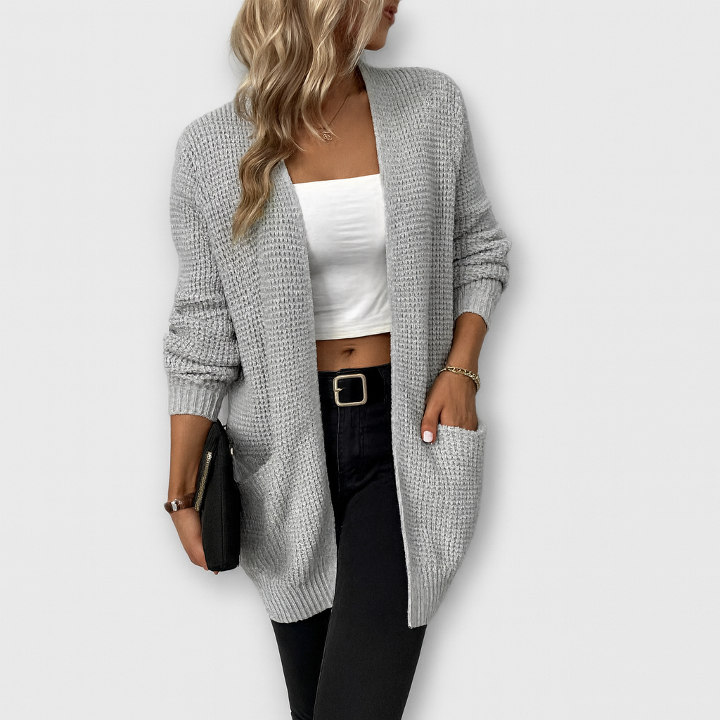 Sort cardigan med åben front – Enkel stil