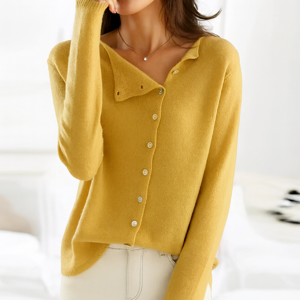 Mysig antracitfarvet cardigan med knapper – Ukompliceret elegance