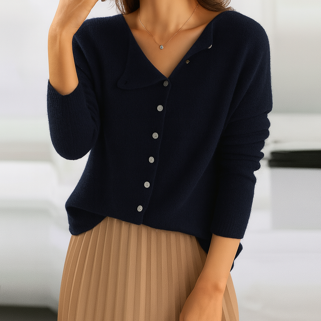 Mysig antracitfarvet cardigan med knapper – Ukompliceret elegance