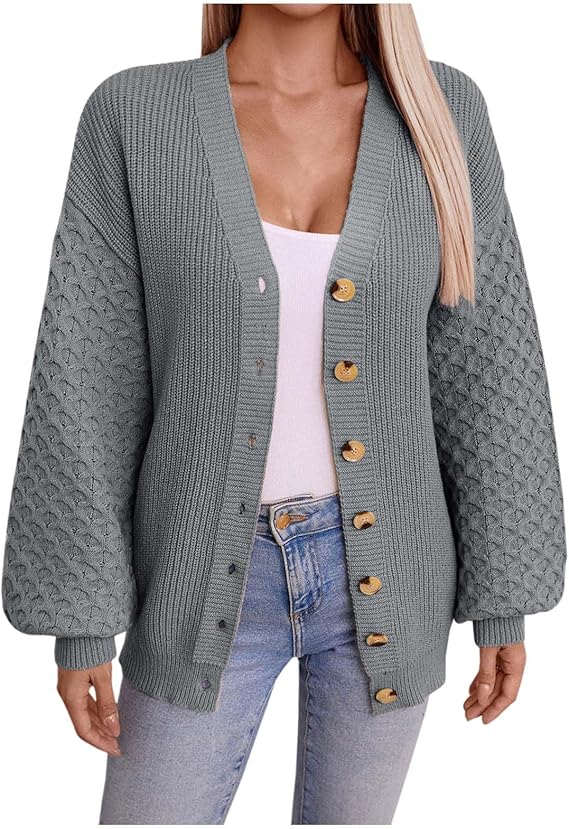 Eva™ | Oversize Sweter z Dekoltem w Serek i Guzikami