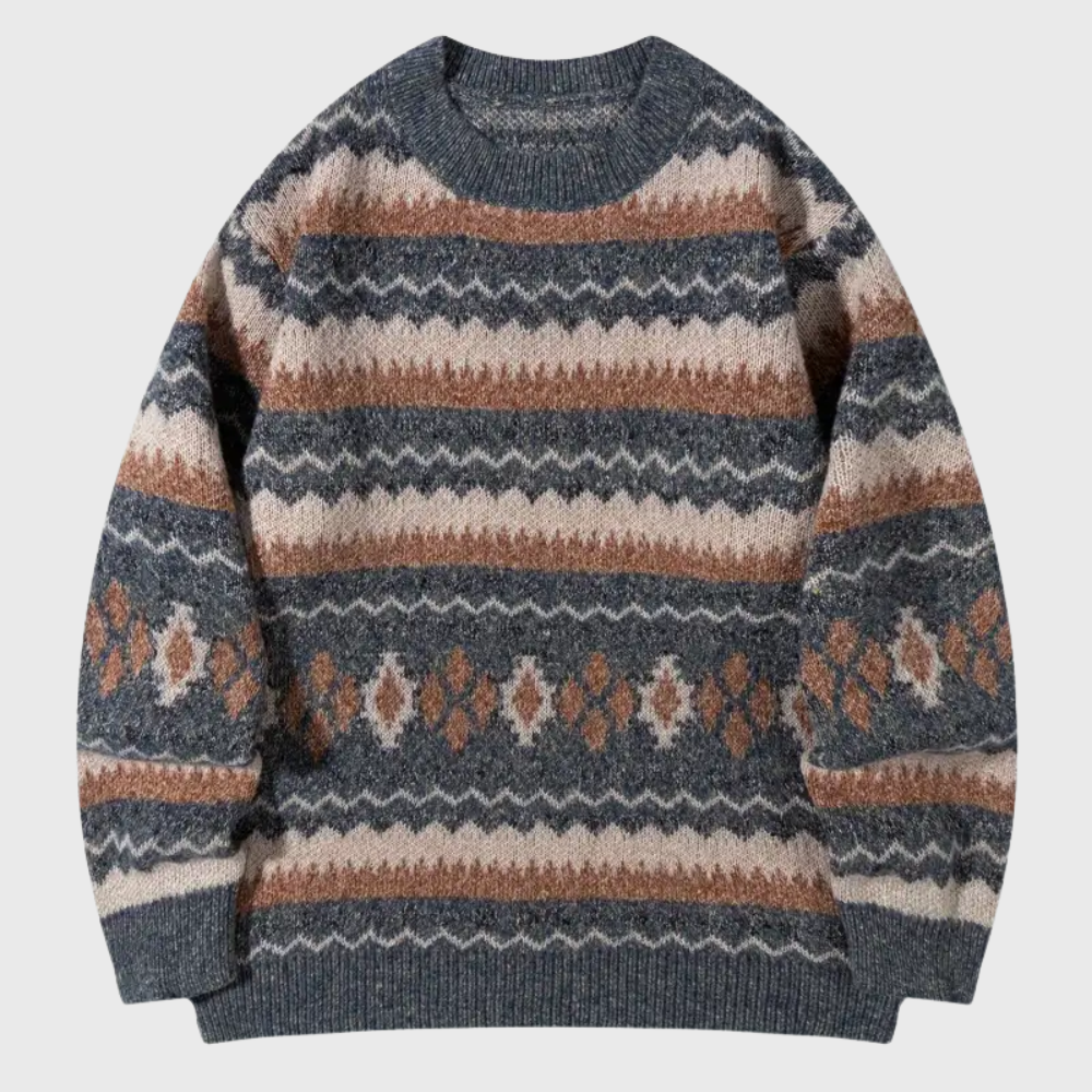 Sweter z Zianiny o Geometrycznym Wzorze