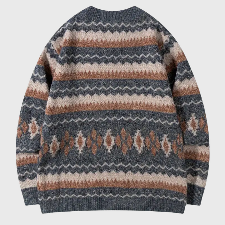 Sweter z Zianiny o Geometrycznym Wzorze