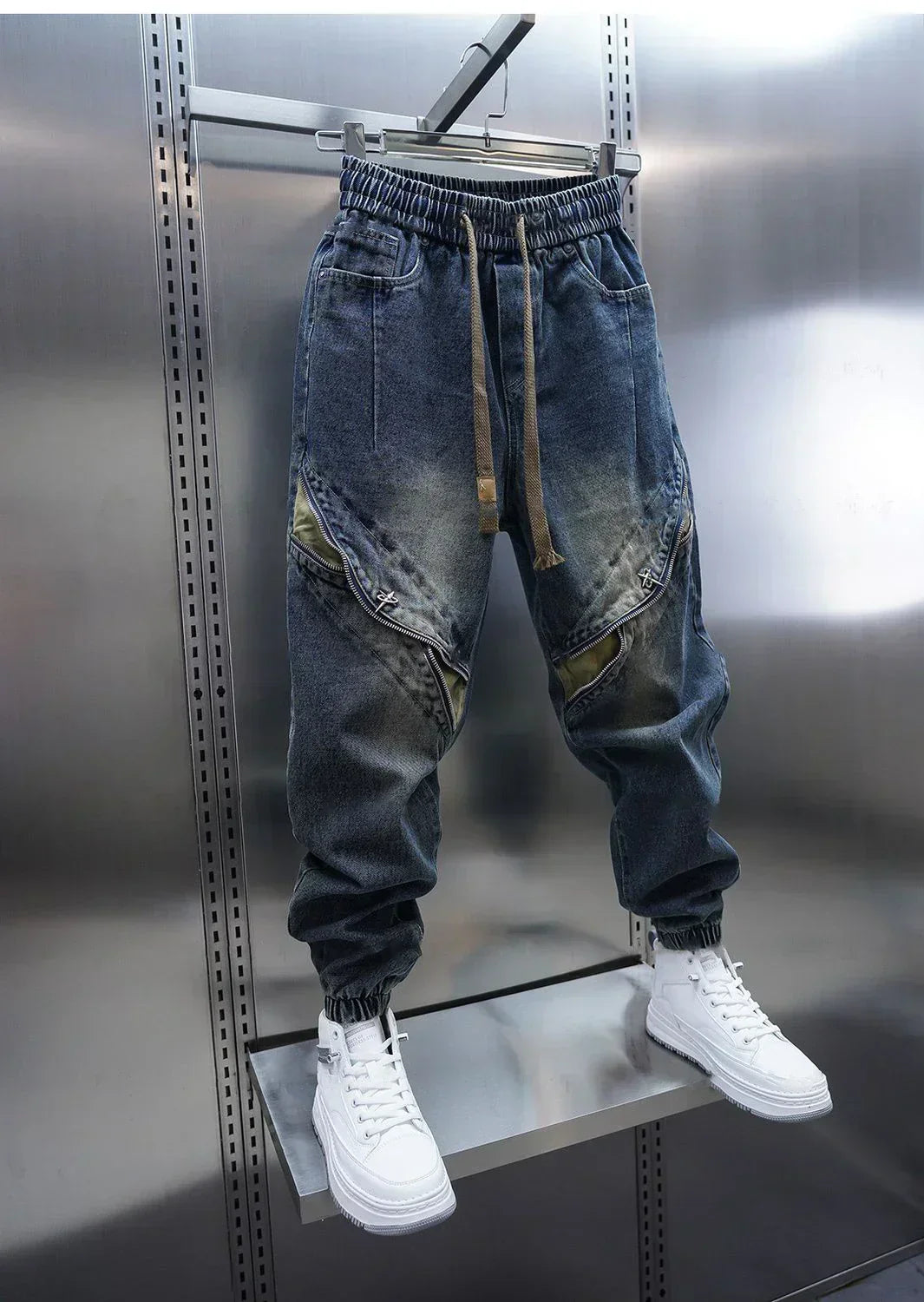 Laurent™ | Spodnie Baggy z Dżinsu z Pasem