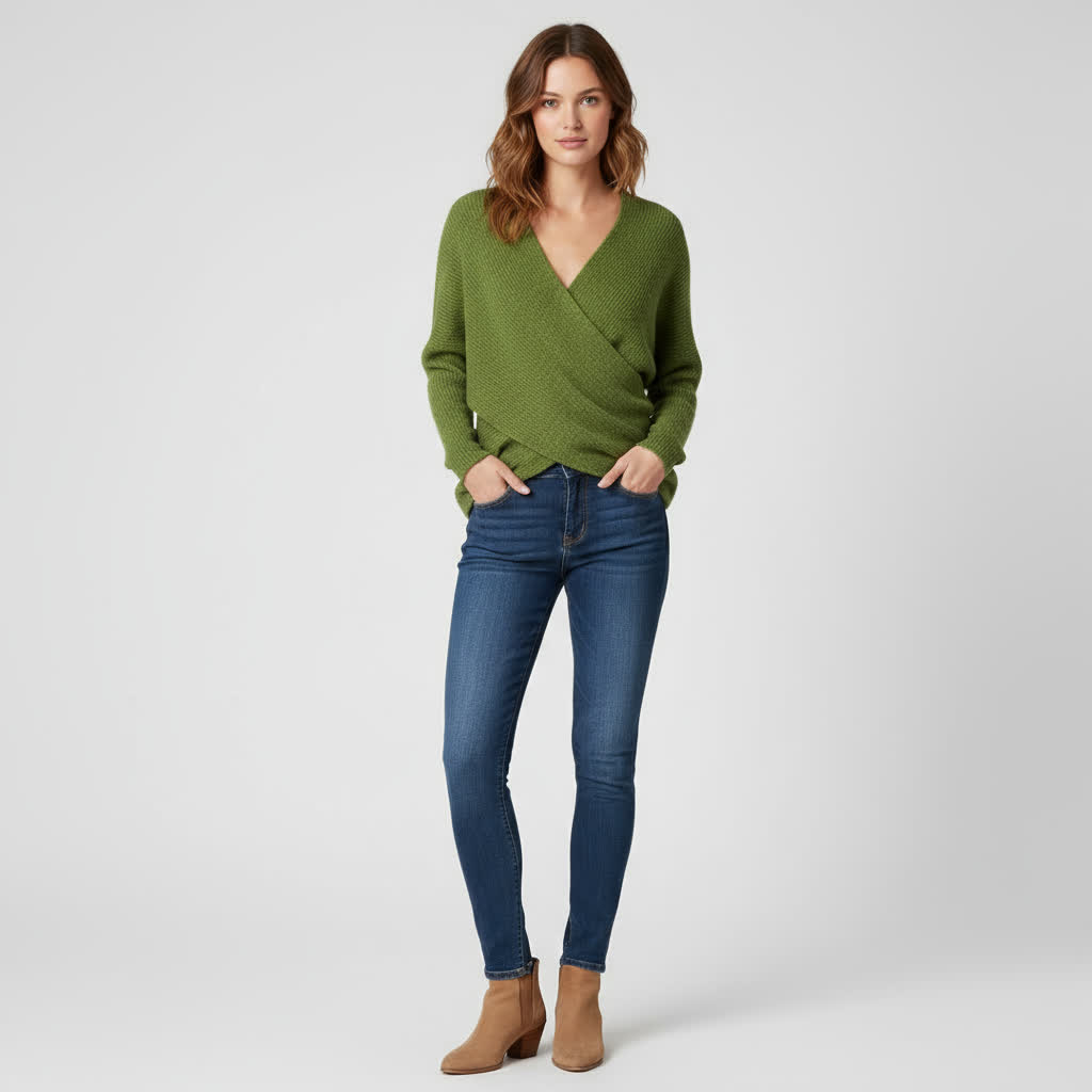 Strikket cardigan – Elegant grøn komfort