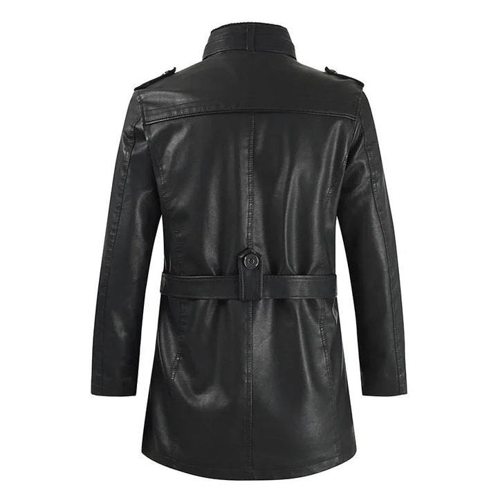 Krystian™ | Elegancka Długa Skórzana Kurtka Biker