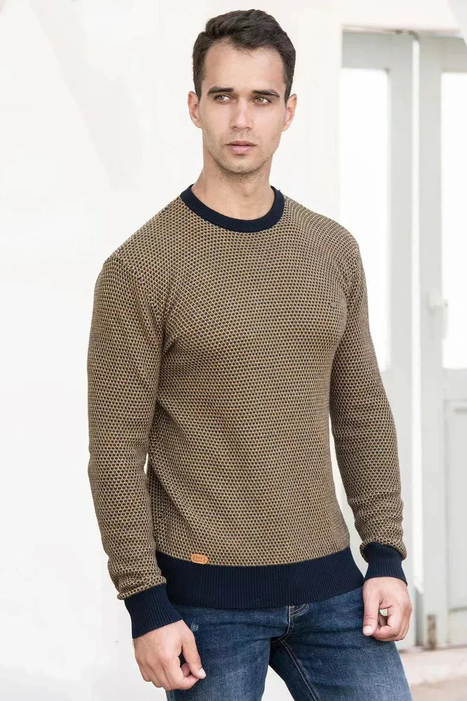 Julius | Sweter Męski z Wzorem Kraty