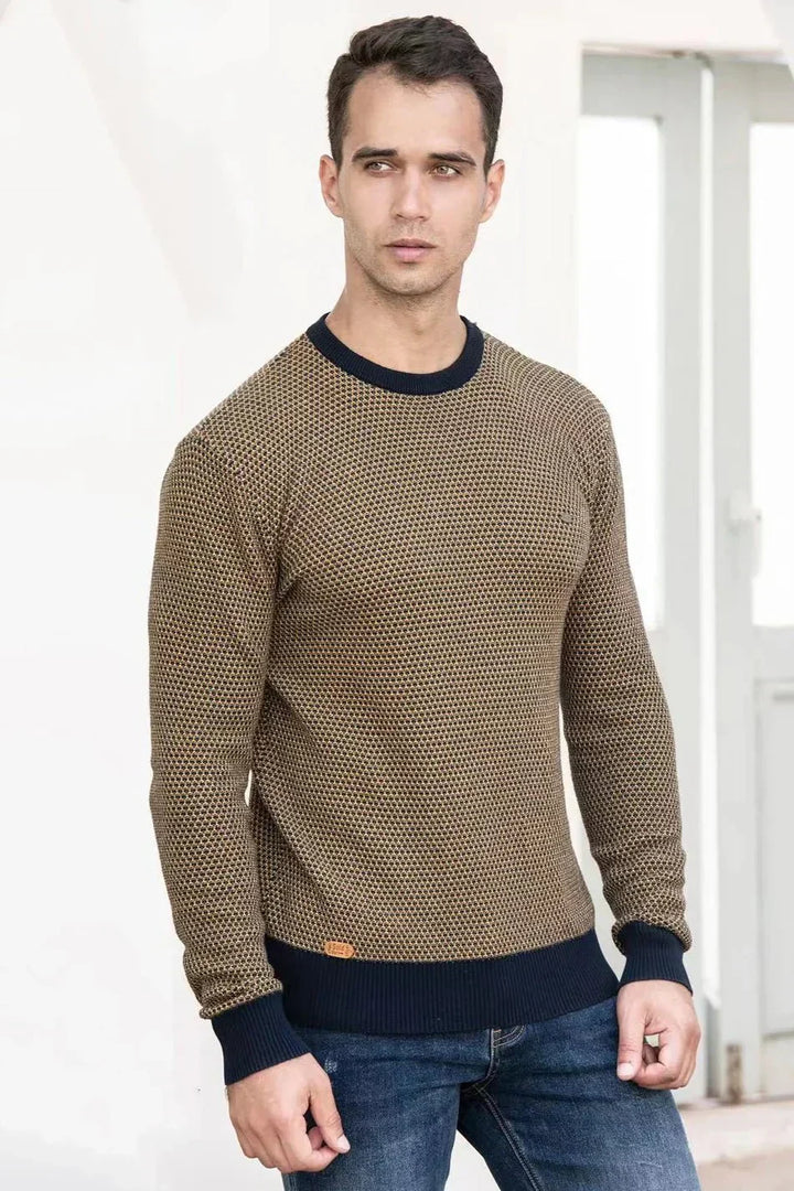 Julius | Sweter Męski z Wzorem Kraty